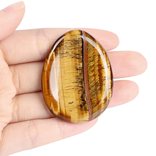 Artistone 1.5" Tiger Eye Crystal Thumb Worry Stone Pocket Palm Stone Healing Crystal for Stress, Meditation Reiki, Calming Stone Gifts Yellow Tiger Eye