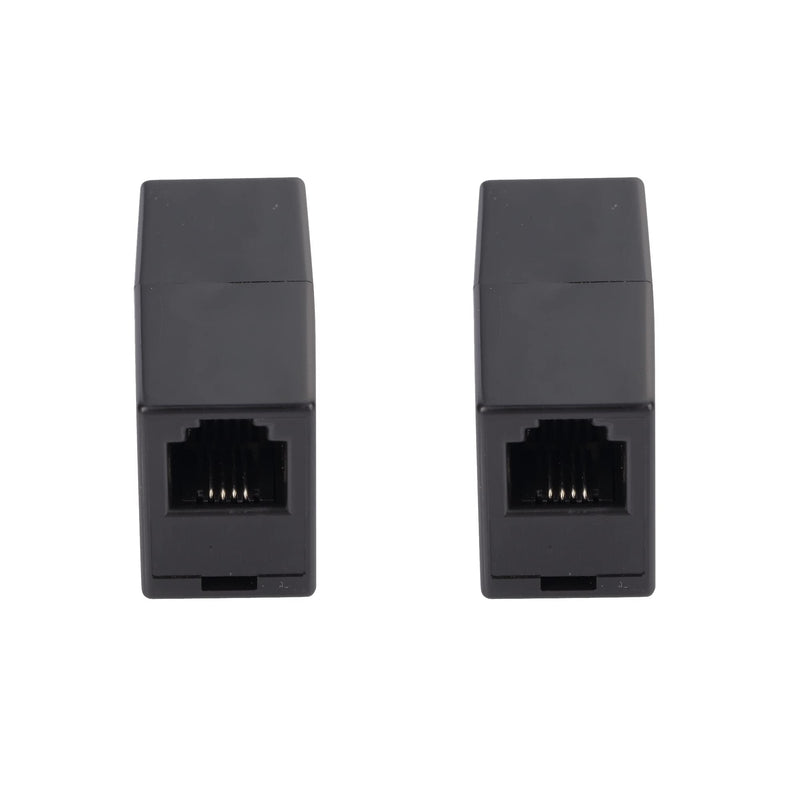 [Australia - AusPower] - Ubramac RJ11 Coupler, Straight Telephone Inline Coupler RJ11 6P4C Inline Keystone Jack Female to Female Straight Telephone Cable Cord Extension Adapter (Black -2 Pack) Black -2 Pack 