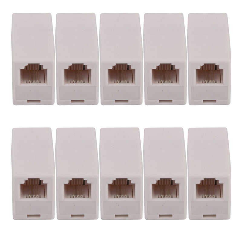 [Australia - AusPower] - Ubramac RJ11 Coupler, Straight Telephone Inline Coupler RJ11 6P4C Inline Keystone Jack Female to Female Straight Telephone Cable Cord Extension Adapter (White -10 Pack) White -10 Pack 