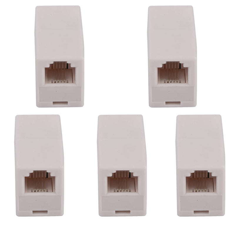 [Australia - AusPower] - Ubramac RJ11 Coupler, Straight Telephone Inline Coupler RJ11 6P4C Inline Keystone Jack Female to Female Straight Telephone Cable Cord Extension Adapter (White -5 Pack) White -5 Pack 