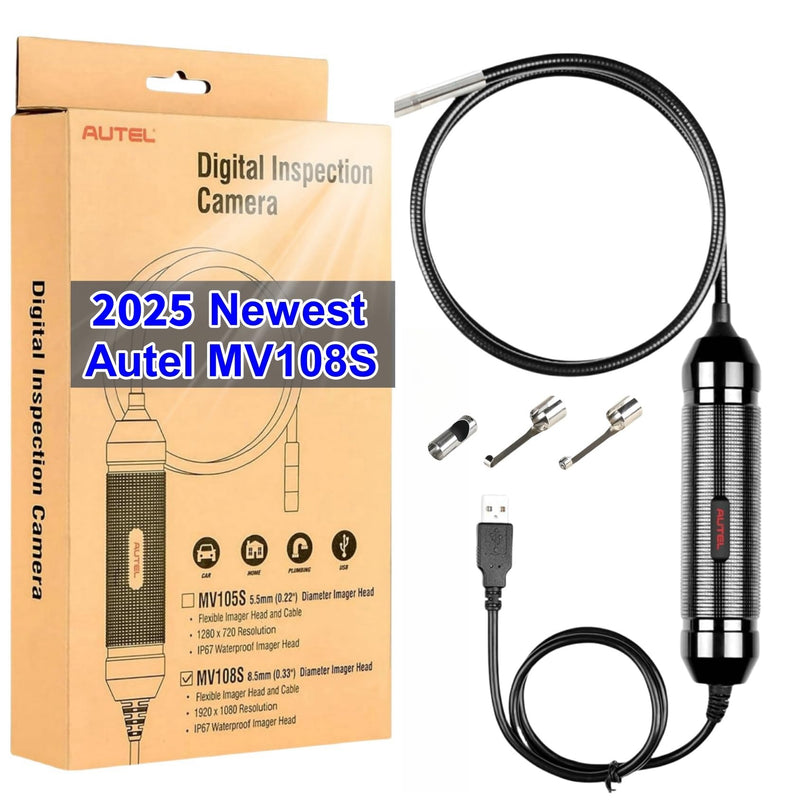 [Australia - AusPower] - Autel MaxiVideo MV108S Digital Inspection Camera Work with PC MX808 MX900 MS906Pro MS908 MS909 MS919 Ultra, Video Inspection Scope, Waterproof Imager Head, USB Industrial Endoscope, IP67 Waterproof 