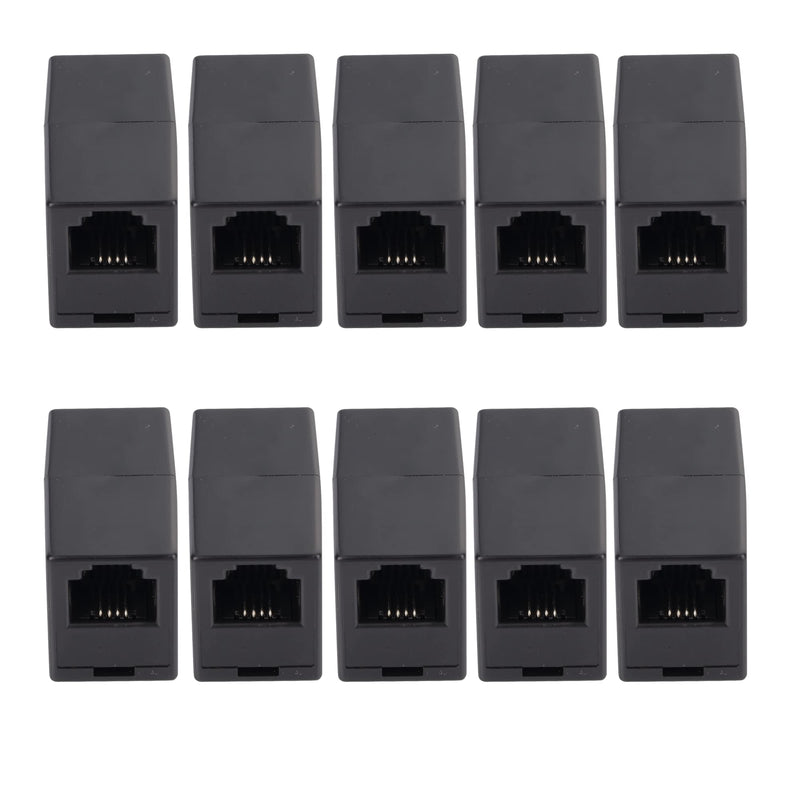 [Australia - AusPower] - Ubramac RJ11 Coupler, Straight Telephone Inline Coupler RJ11 6P4C Inline Keystone Jack Female to Female Straight Telephone Cable Cord Extension Adapter (Black -10 Pack) Black -10 Pack 
