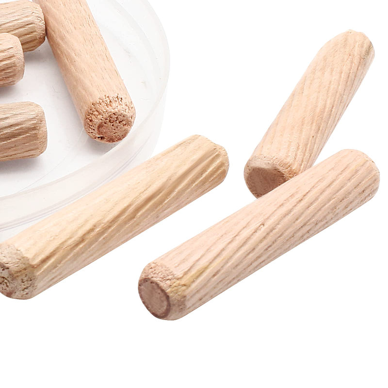 [Australia - AusPower] - 120pcs Hardwood Wood Dowel Pins, 3/8" x 2" Fluted Wood Dowels Rods Crafts Dowel Pegs for Woodworking Furniture Door Arts and Crafts DIY Projects, Straight Grooved 3/8" x 2" 