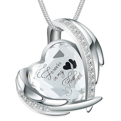 Crystal Heart Urn Necklace for Ashes for Women Stainless Steel Keepsake Pendant Ash Holder Cremation Jewelry Silver