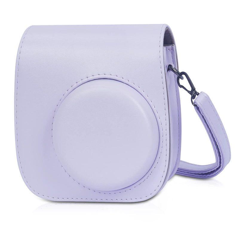 [Australia - AusPower] - Phetium Instant mini 12 Camera Protective Case Compatible with Instax Mini 12 11,PU Leather Bag with Pocket and Adjustable Shoulder Strap(Lilac Purple) Lilac Purple 