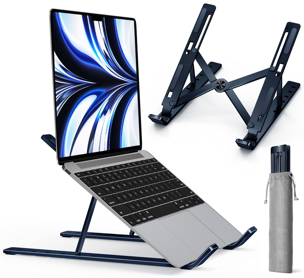 [Australia - AusPower] - ivoler Laptop Stand, Laptop Holder Riser Computer Tablet Stand, 6 Angles Adjustable Aluminum Ergonomic Foldable Portable Desktop Holder Compatible with MacBook,iPad 10-15.6” Midnight Blue E-Midnight Blue 