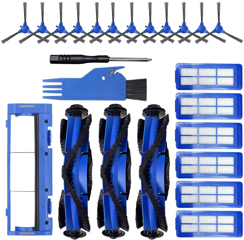 CERO 24 Pack Replacement Parts for Eufy 11S Max, G30, G32 Pro, G30 Pro, 15C Max, 30C Max Robotic Vacuum Cleaner Accessories, 3 Roller Brushes, 6 Filters, 12 Side Brushes, 1 Rolling Brush Guard 11SMax-24Pack