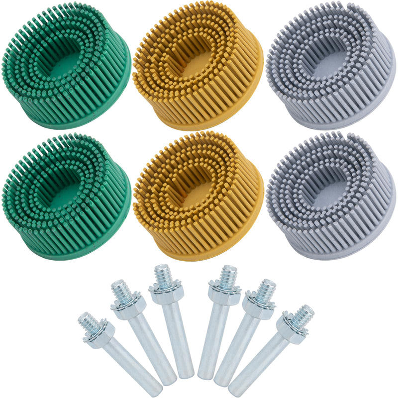 [Australia - AusPower] - 2 Inch Bristle Disc Grit Abrasive Bristle Disc, 6 Pieces Roloc Bristle Disc Grade 50# 80# 120# with 1/4 Inch Shank Abrasive Coating Removal Disc for Metal 