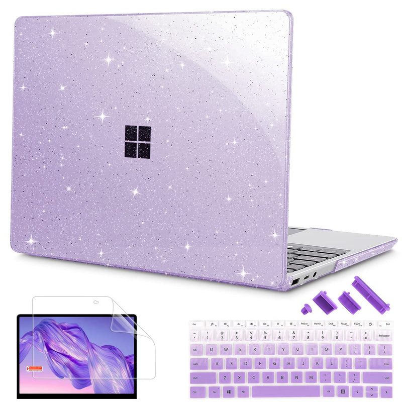 [Australia - AusPower] - Mektron Glitter Case for 13.5" Microsoft Surface Laptop 5/4/3 with Metal Palm Rest 1951/1868,2019/2021/2022 Plastic Hard Shell Cover with Screen Protector + Keyboard Cover + Dust Plug,Sparkle Purple Sparkle Purple 
