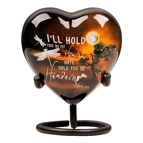 Small Heart Urns for Human Ashes | Cremation Mini Urns for Adults & Pets | Handcrafted Keepsake Heart Urn, Secure Threaded Lid - Holds 3 Cubic Inches | Stand & Velvet Bag Included