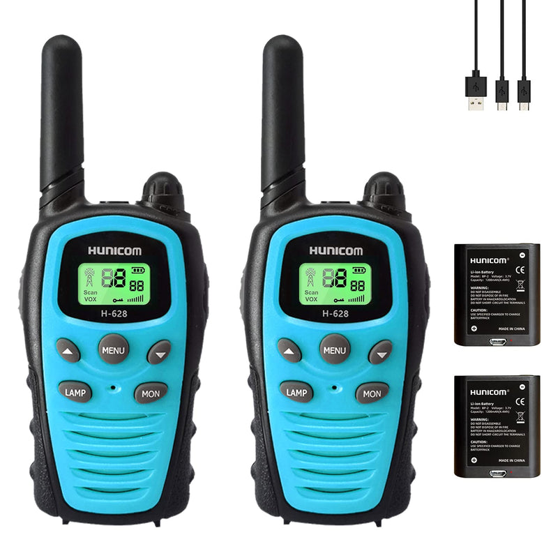 [Australia - AusPower] - Rechargeable Walkie Talkies for Adults - Long Range FRS 2 Way Radios with VOX Flashlight 1200 mAh Battery Blue Rechargeable 