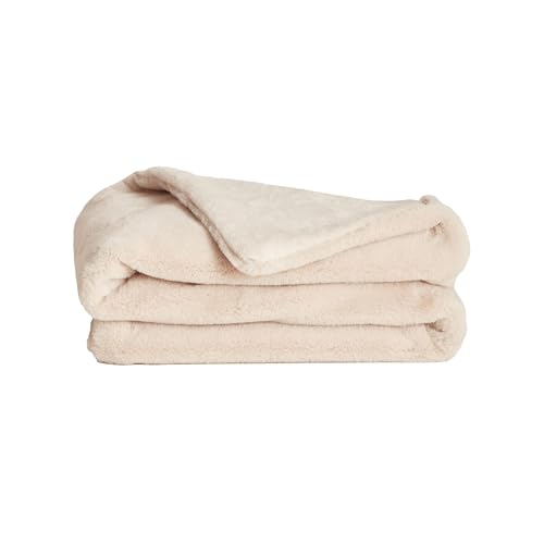 UnHide Lil' Marsh Faux Fur Blanket, Lightweight, Soft Throw Blanket Beige Bear X-Small (34" x 44")