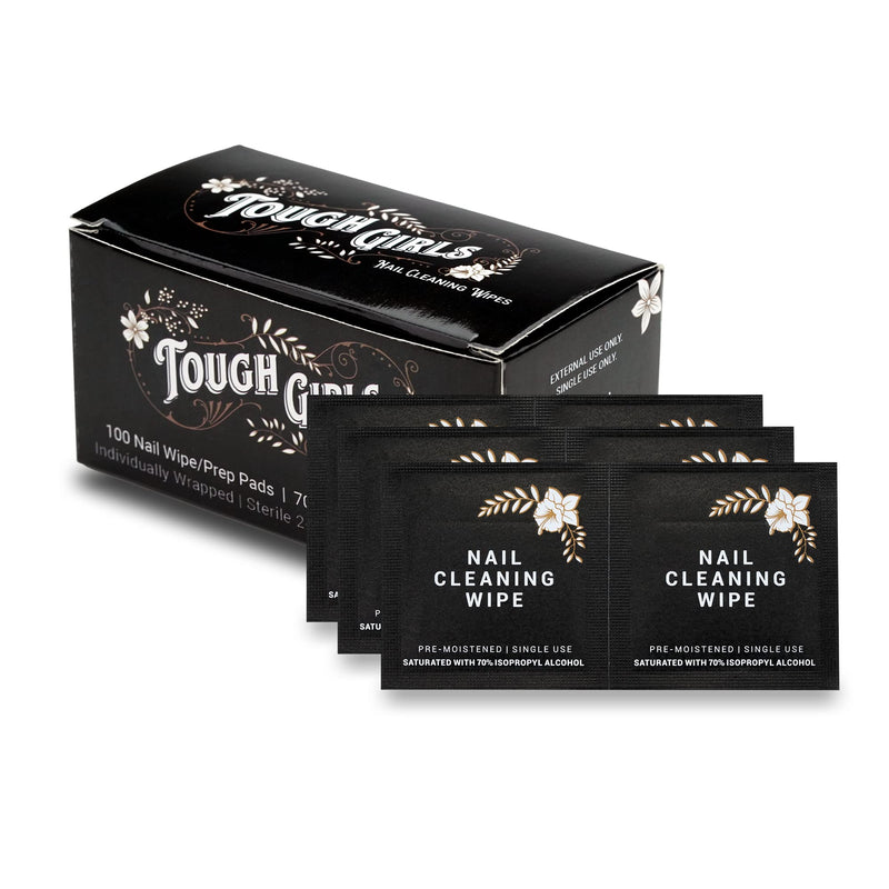 [Australia - AusPower] - TOUGH GIRLS | Nail Cleaning Alcohol Wipe & Prep Pads | 70% Alcohol | Individually Wrapped, 2-Ply, Disposable, Sterile Pads (100 qty) 100 