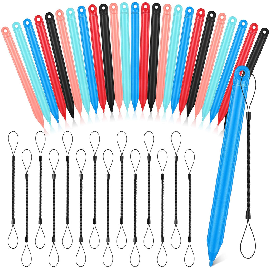 [Australia - AusPower] - Chinco 50 Pcs Replacement Stylus Drawing Pen and Lanyard Set for LCD Writing Tablet 4.7 Inch Colorful Drawing Tablet, Kids Drawing Pads, Doodle Board, 25 Pack Stylus Pens and 25 Lanyards 
