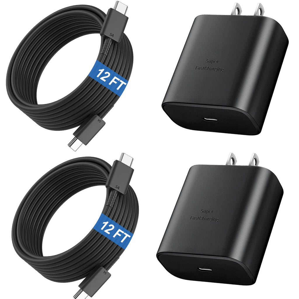 [Australia - AusPower] - 45W USB-C Samsung Super Fast Charger 12 FT Type C Charger Fast Charging Cable for Samsung Galaxy S23 Ultra/S23/S23+/S22/S22 Ultra/S22+/Note 10/Note 20/S20/S21/S10, Galaxy Tab S7/S8, PPS Charger,2-Pack 