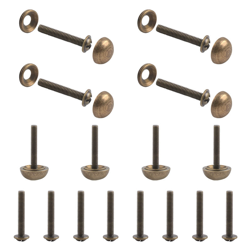 [Australia - AusPower] - Mirror Screws, 8pcs Decorative Brass Mirror Screws Mirror Nails Mirror Screw Cap Covers with Dome and Washers(15mm, Antique Brass) 