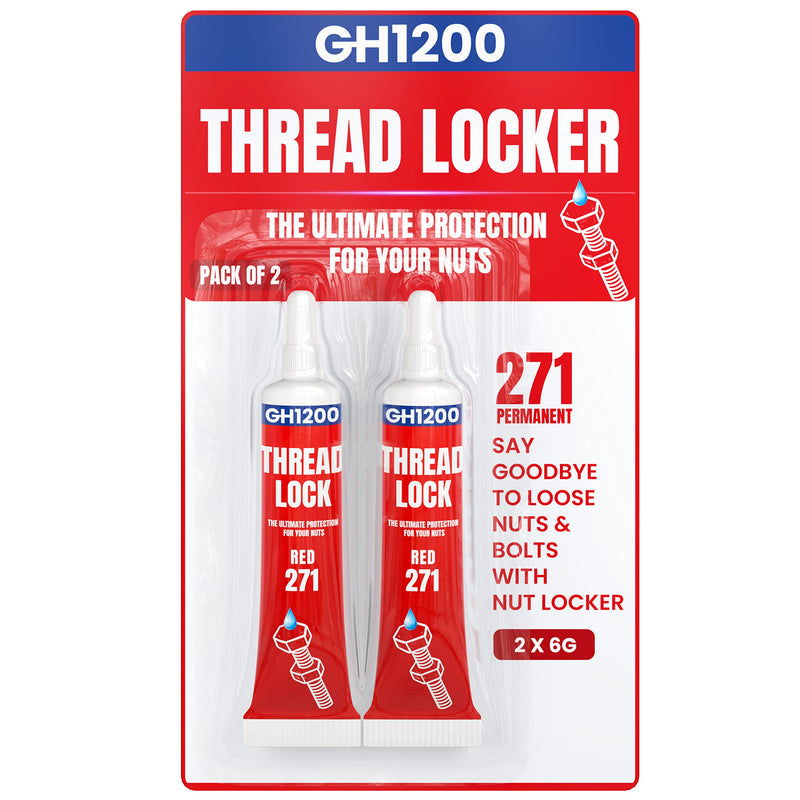 [Australia - AusPower] - 2 x 6g Thread Locker 271 Medium Strength Removeable Red Locktight Thread Locker for Nuts, Bolts, Fasteners and Metals. Lock Tight Threadlocker with Stable and Consistent Performance 1 