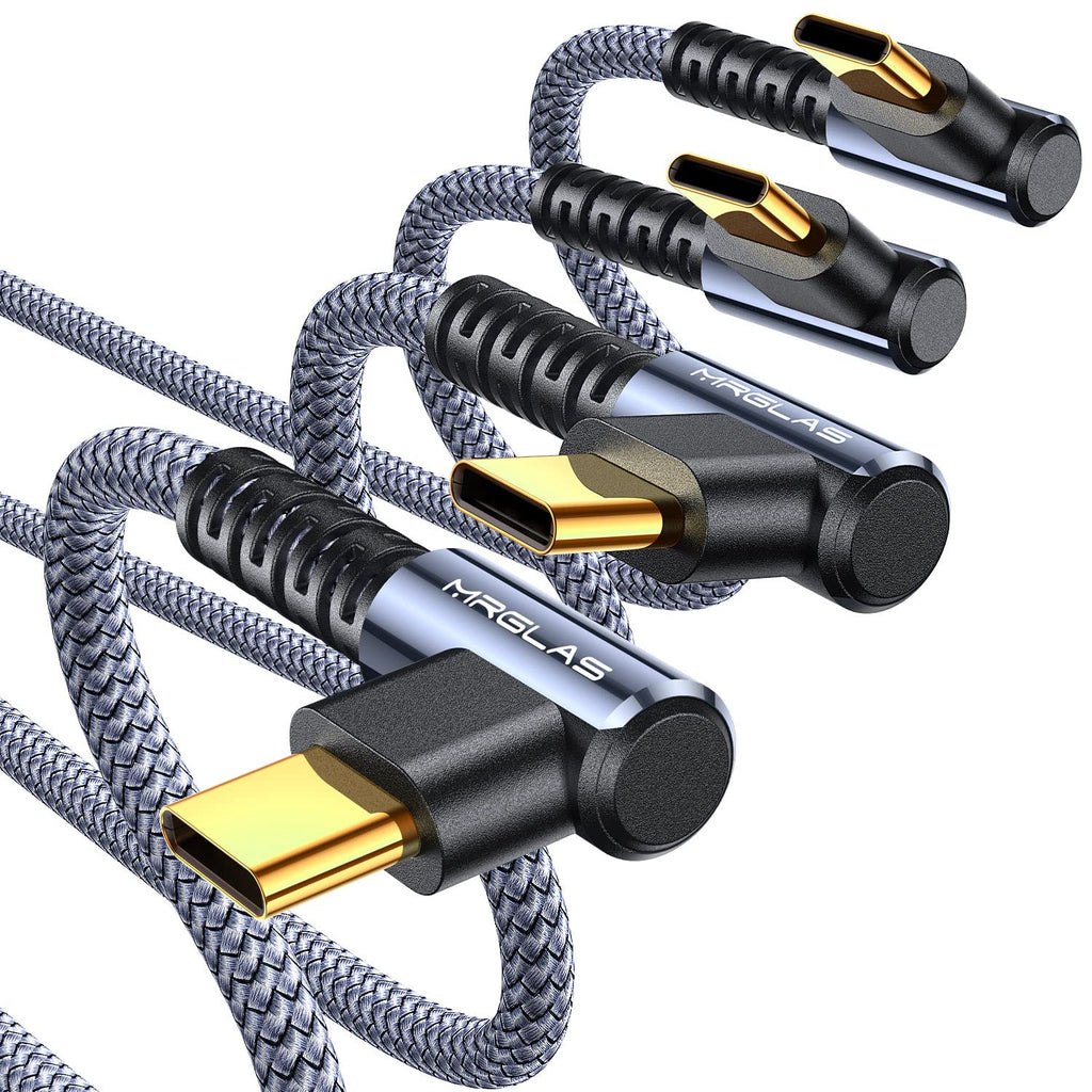 [Australia - AusPower] - 4-Pack 3.2A USB C Charger Cable, MRGLAS USB C Fast Charging Cable Right Angle Gold-Plated Type C Charger Fast Charging Durable Nylon Braided USB A to USB C Cord Compatible Samsung S10 S21 Note 10 9 LG Grey 6.6+6.6+6.6+6.6FT 
