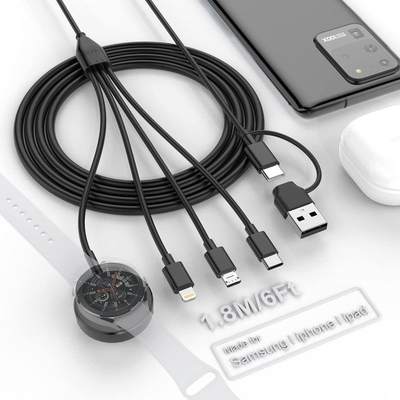 [Australia - AusPower] - 4-in-2 Samsung Watch Charger Cable for Samsung Galaxy Watch/iPhone,Samsung Wireless Charging Dock for Samsung Galaxy Watch 5/4/3 with USB-C, Micro USB and Liightning Cable for Apple and USB-C Phone MY-O-HDK151 