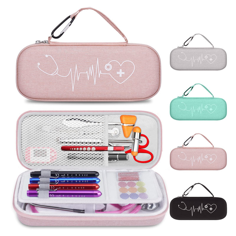 [Australia - AusPower] - Stethoscope Case for MDF Acoustica/MD One, 3M Littmann Classic III/Lightweight II S.E/Cardiology IV Diagnostic/CORE Digital Stethoscopes, Includes Mesh Pocket for Nurse Accessories - Pink 