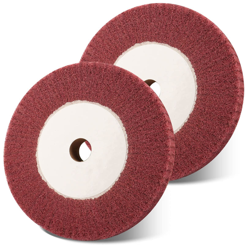 [Australia - AusPower] - 6 Inch Bench Grinder Polishing Wheel, 320 Grit Tight Weave Tough Polishing Burnishing Wheel, Great for Refurbishing Golf Clubs Metal Copper, Perfect Size 1" Thickness for 0.8" Arbor(Red). 2Pcs(6"x1" 320#) 