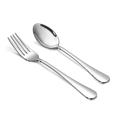 SANTUO Forks and Spoons Set, 8PCS 7.3" Dinner Forks and 8PCS 7.3" Dinner Spoons, Stainless Steel Silverware set of 16, Mirror Polished & Dishwasher Safe 7.3Inch(Dinner Fork+Dinner Spoon)-16P