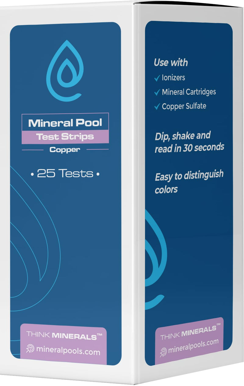 Copper Test Strips for Pool Ionizers, Mineral Cartridges, Copper Sulfate and Copper Algaecides One Pack