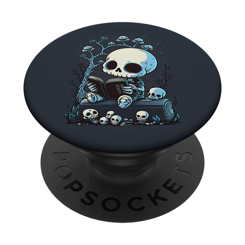 [Australia - AusPower] - Librarian Skeleton Gothic Goth Book Reading Lover PopSockets Swappable PopGrip Black 