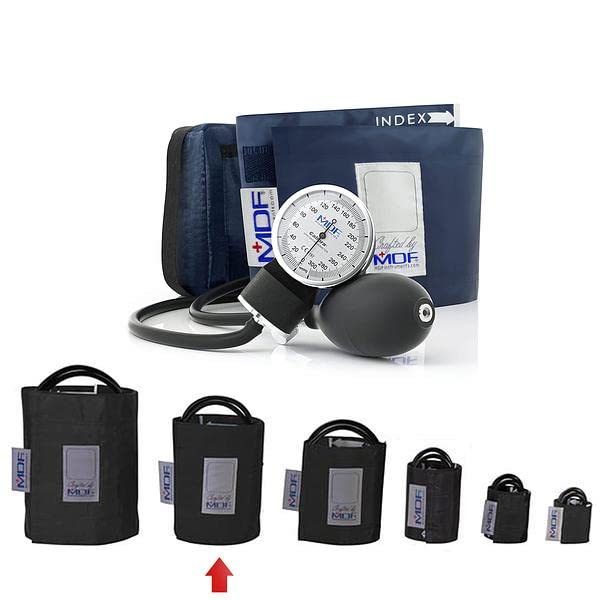 [Australia - AusPower] - MDF Instruments Calibra Aneroid Premium Professional Sphygmomanometer + MDF Latex-Free, Large, Adult Replacement Blood Pressure Monitor Cuff D-Ring - Double Tube 