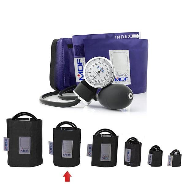 [Australia - AusPower] - MDF Instruments Calibra Aneroid Premium Professional Sphygmomanometer + MDF Latex-Free Large Adult Replacement Blood Pressure Monitor Cuff D-Ring - Double Tube 