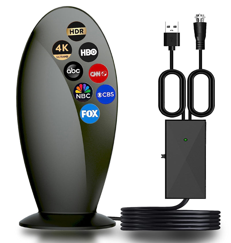 [Australia - AusPower] - Antier Amplified Indoor Digital TV Antenna – Best Powerful Amplifier, Signal Booster & Has up to 400+ Miles Range, Support 8K 4K Full HD Smart and Older Tvs with 16ft Coaxial Cable [2023 Release] 