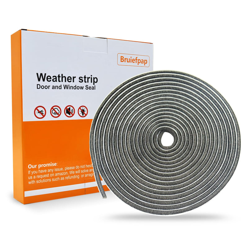 [Australia - AusPower] - 39.4FT Brush Weather Stripping, Neat Pile Self Adhesive Seal Strip for Windows and Door, Weatherstrip for Soundproofing, Windproof, Dustproof, Stronger Stickiness, 0.35'' Wide x 0.35'' Thick, Grey 39.4FT, 0.35'' Wide X 0.35'' Thick Gray 
