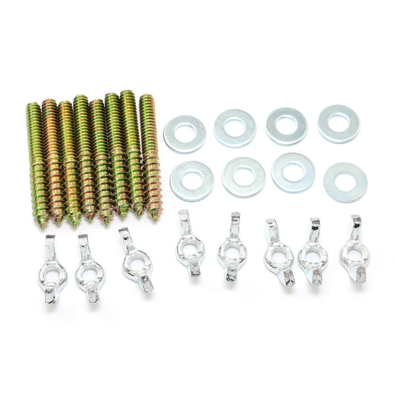 [Australia - AusPower] - Hanger Bolts 1/4-20 x 2" Double Head Dowel Screw with Wing Nuts for Wood Furniture 