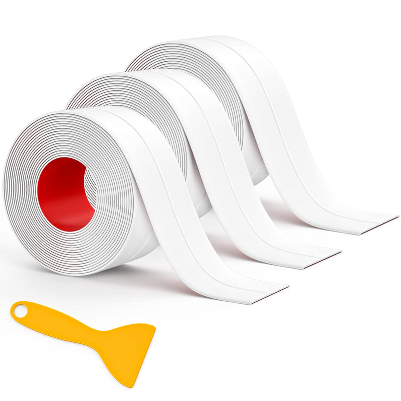 [Australia - AusPower] - Caulk Tape, 3 Roll Self Adhesive Caulk Strip Waterproof, Caulking Sealant Tape for Kitchen, Countertop, Bathroom, Sink, Shower, Bathtub, Toilet Edge Protector with Sealing Tool (1.5" x 10.5Ft) 3 Rolls 