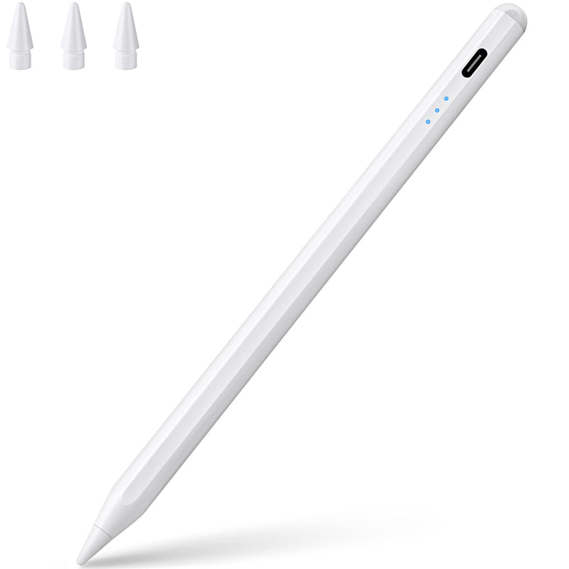 [Australia - AusPower] - Stylus Pen for ipad, Active Pencil with Quick Charge, Palm Rejection Tilt Sensor, Magnetic Apple Pen Compatible with 2018-2022 iPad Pro 11"/12.9",iPad 10/9/8/7/6,iPad Mini 5/6,iPad Air3/4/5 A-30 mins Charge-White 