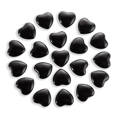 Tumbled Polished Natural Black Obsidian Crystal Heart Stones(20Pcs)