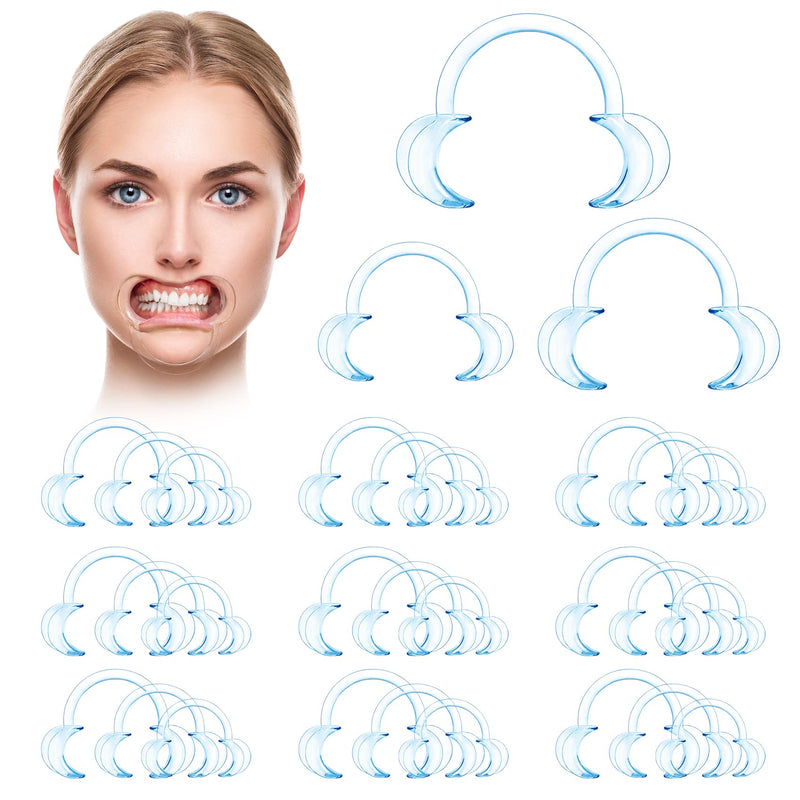 [Australia - AusPower] - Annhua Dental Cheek Retractor 30 Pcs C-Shape Dental Mouth Opener Tool with 3 Sizes, Disposable PC Plastic Mouth Retractor for Teeth Whitening and Orthodontic, Heat Resistant|Blue Blue 