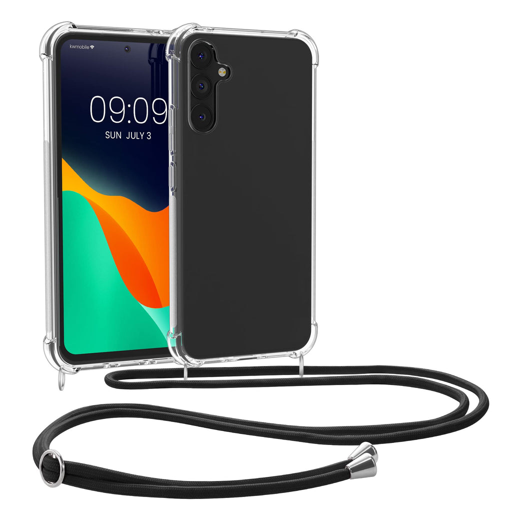 [Australia - AusPower] - kwmobile Crossbody Case Compatible with Samsung Galaxy A34 5G Case - Clear TPU Phone Cover w/Lanyard Cord Strap - Transparent 