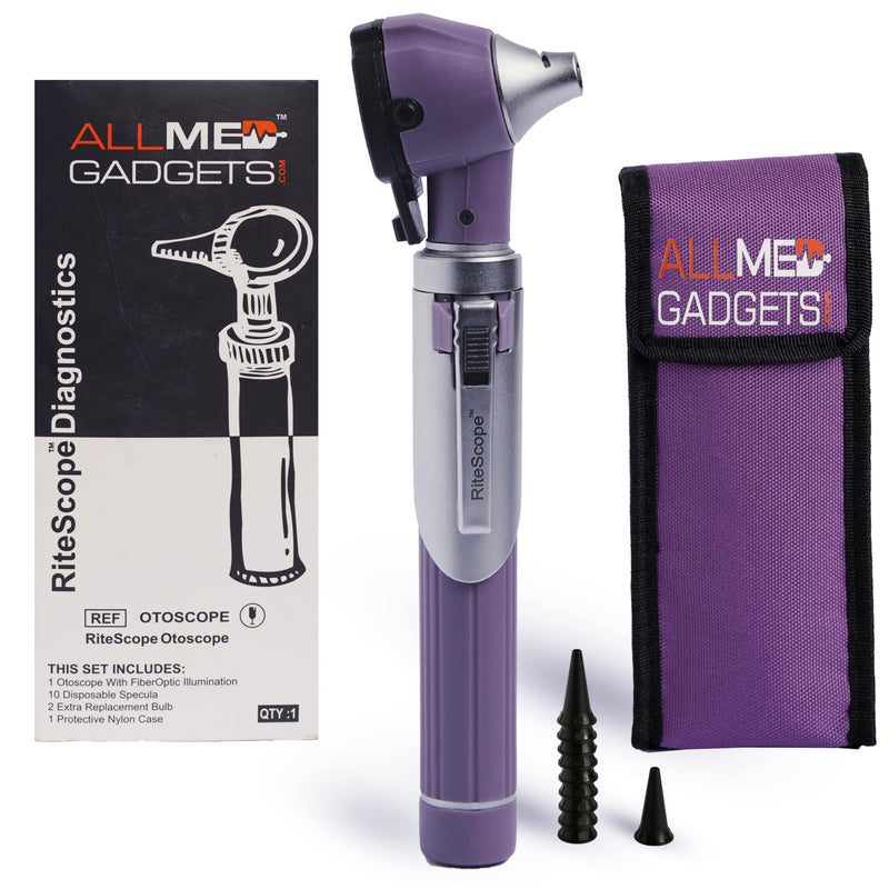 [Australia - AusPower] - Otoscope with Light - Premium Otoscope Set with Fiber Optic Illumination - Ear Infection Detector - Ear Scope for Examination at Home-Purple Purple 