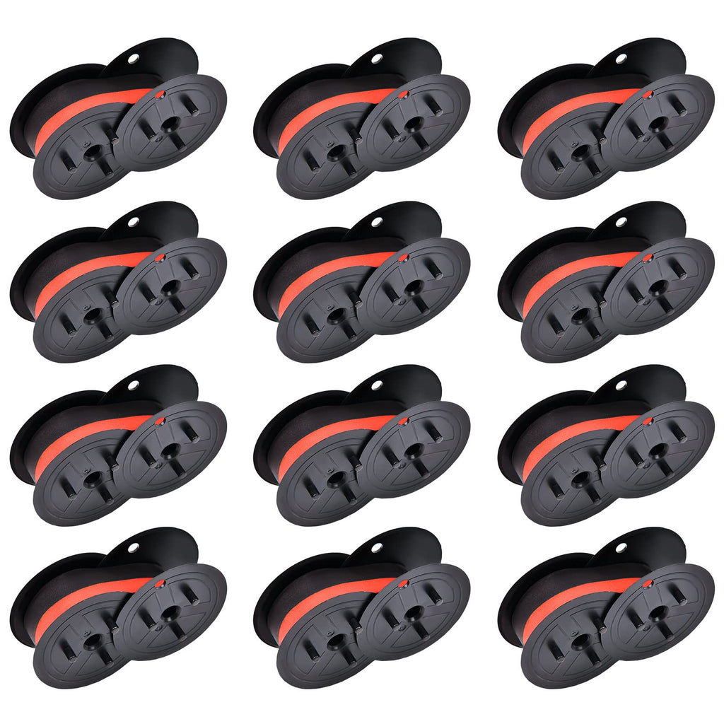 [Australia - AusPower] - 12 Pack Calculator Ribbon Replacement for GR24BR Porelon 11216 Universal Twin Spool Ribbon Compatible with Sharp El-1197 PIII,Canon Mp11dx Printer (Black and Red) GR24 12P 