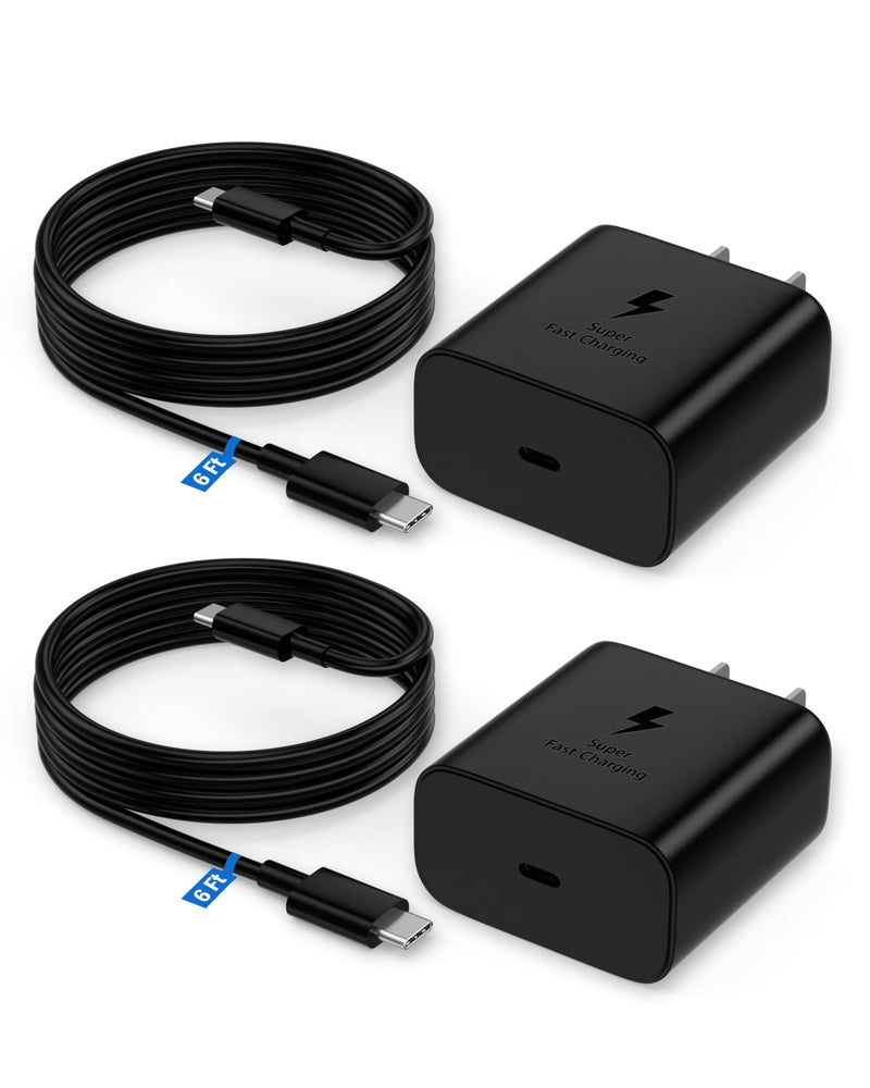 [Australia - AusPower] - 45W Samsung Super Fast Charger Type C 2 Pack for Samsung Galaxy S23 Ultra Charger S22 Ultra Charger S23/S23+/S22/S22+/S21/S20,Z Fold 4/Z Flip 4,Note 10/20,S8/S7/S7+,USB C Wall Charger with 6ft Cable 
