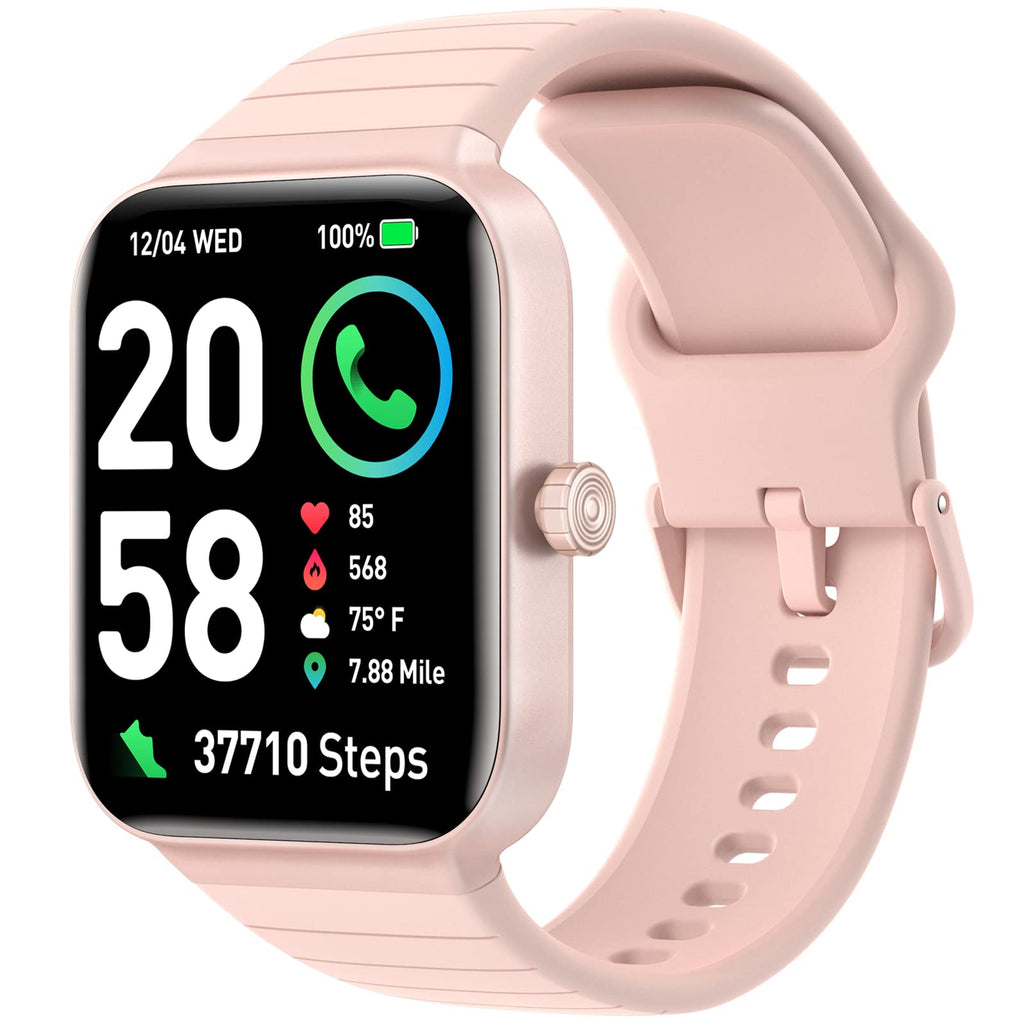 [Australia - AusPower] - Fitpolo Smart Watch for Women,1.8" Alexa Fitness Watches Call and Text, 100+ Sports, SpO2 Heart Rate Monitor Sleep Calorie Step Counter Waterproof Activity Trackers and Smartwatches for Android iPhone PINK 