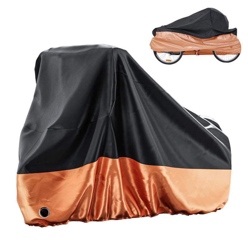 [Australia - AusPower] - MOONCOOL Adult Tricycle Cover Trike Cover, 3 Wheeled Bicycle Bike Cover for Outdoor Storage Waterproof, Dust Wind Proof for Bikes 75"L Black & Orange 