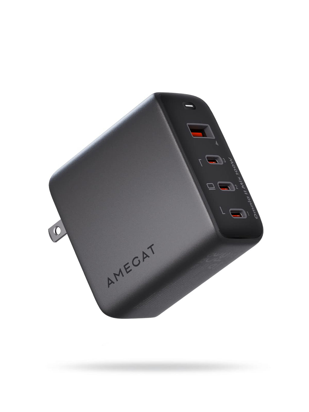 [Australia - AusPower] - AMEGAT USB C Charger 100W, Omina II 4-Port GaN III Fast Charger Block PPS PD 3.0, Compact Foldable Wall Charger Power Adapter for Laptops, Tablets, Smartphones, Earbuds, and More 