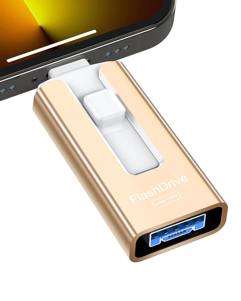 [Australia - AusPower] - Sunany Flash Drive 512GB Thumb Drive USB Memory Stick High Speed External Storage USB Stick Photo Stick for Phone, Pad, Android, PC and More Devices (Gold) Gold 