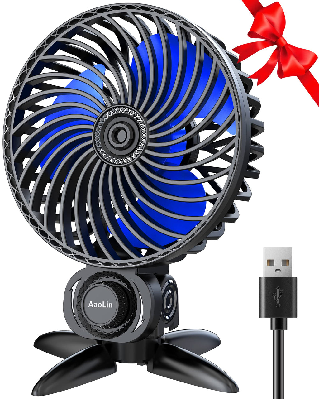 [Australia - AusPower] - AaoLin USB Small Fan, Desk Fans with CVT Variable Speeds, Strong Cooling Airflow, Quiet Portable, Desktop Mini Personal Fan for Room, Home,Office, Bedroom-USB Powered Black 