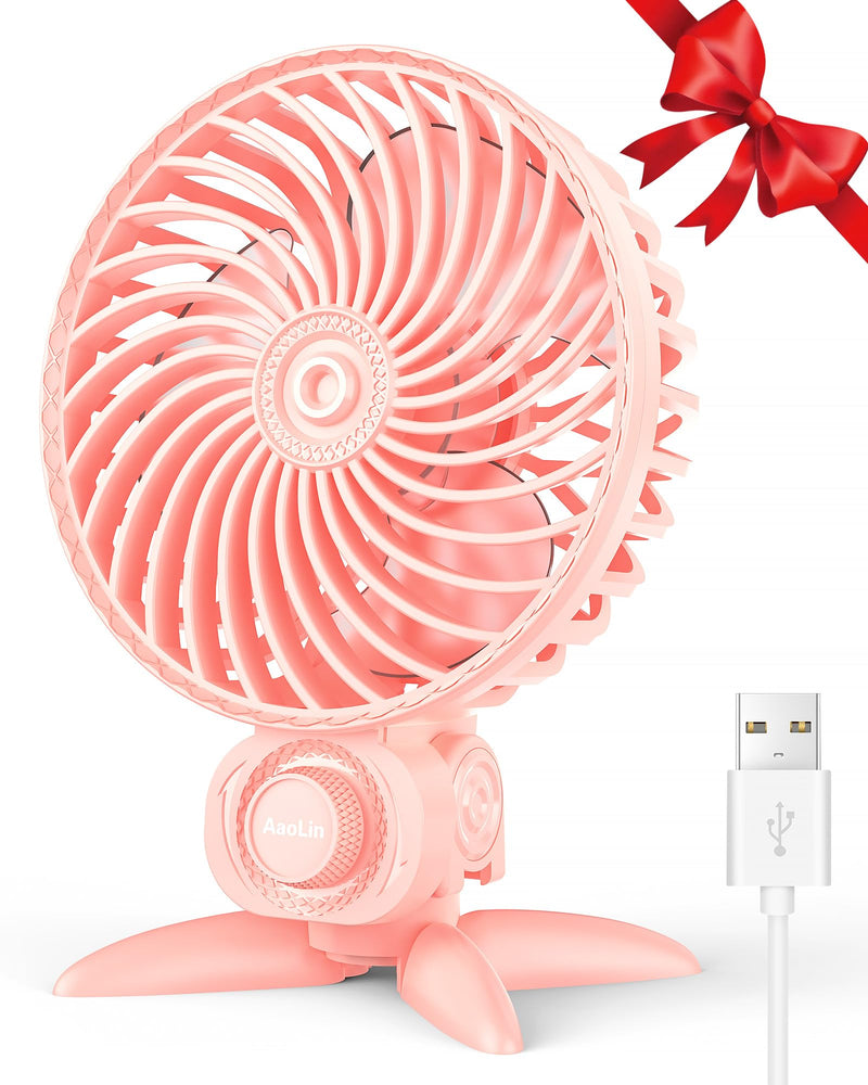 [Australia - AusPower] - AaoLin USB Small Fan, Desk Fans with CVT Variable Speeds, Strong Cooling Airflow, Quiet Portable, Desktop Mini Personal Fan for Room, Home,Office, Bedroom-USB Powered Pink 