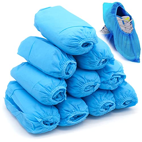 Disposable Shoe Covers, Pack of 100 (50 Pairs), Non-Slip Covers, Non-Woven Fabric Covers for Indoor and Outdoor Use (Blue)