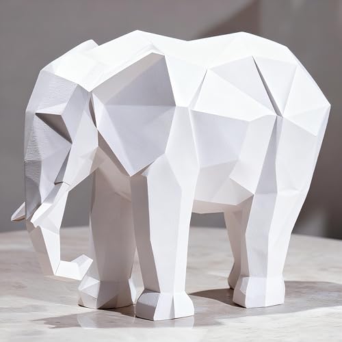 Cynkeyee Elephant Figurine Statue, White Decorations, 6x2.25x4.5 Inch