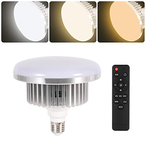 175W Photography Light Bulb Dimmable Tricolor LED Bulbs 3000-6700K Color Softbox Bulb in E27 Socket for Photography Photo Video Studio Lighting White Warm Cold 1 Pack